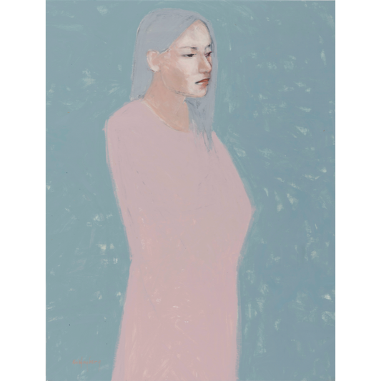KAI HAGBERG | 'Woman in pink & grey' | 2026 | Acrylic on canvas | H 920 x W 705 mm