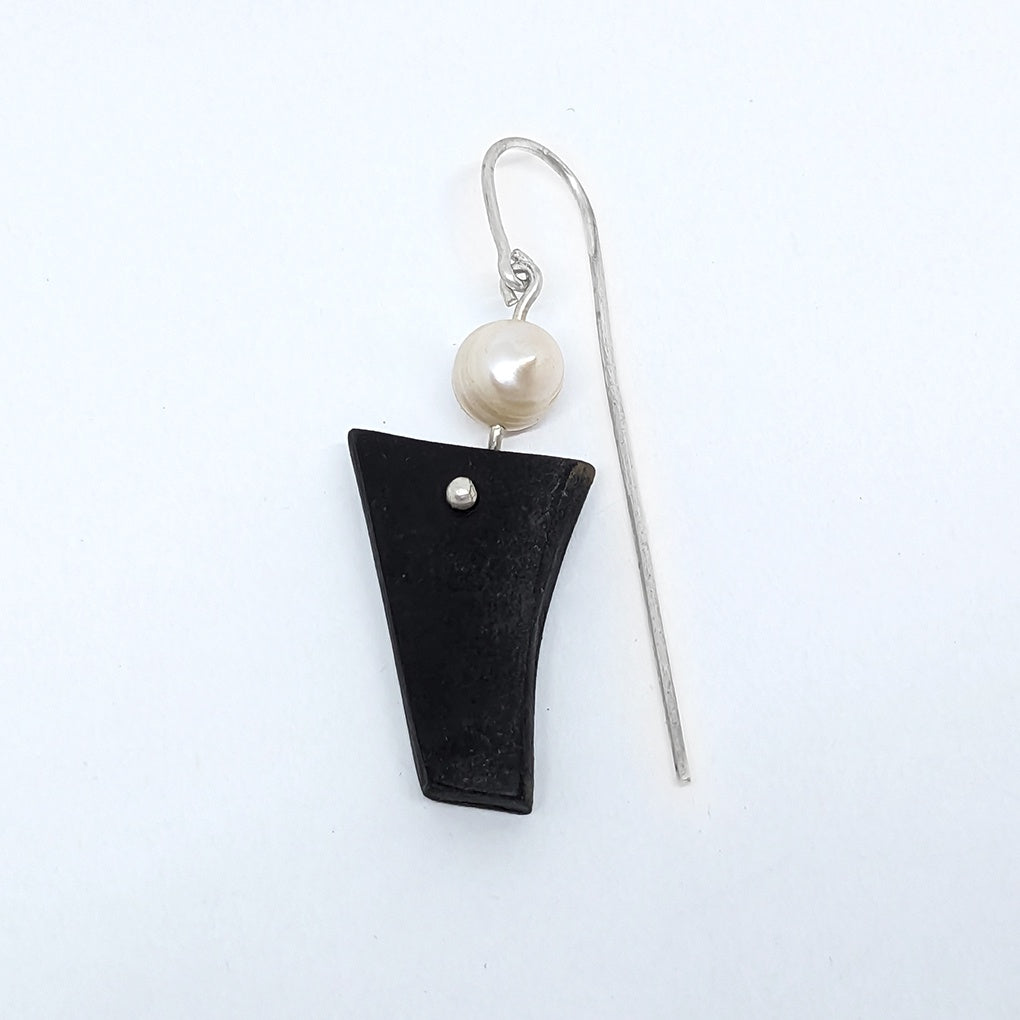 MALKI STUDIO | ‘Van Gogh Earrings (10)’ | Black clay / Cultured freshwater pearl / Responsibly sourced sterling silver