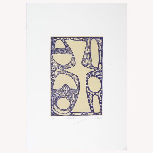 ZANE SAUNDERS | 'Grounding (blue)' | 2026 | Plate lithograph | H 396 x W 145 mm