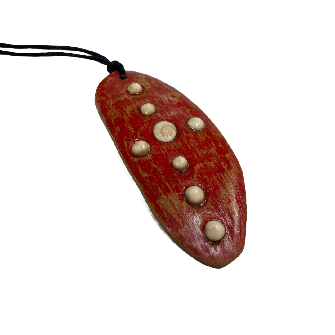 DAVID ANDY - Girringun Art Centre | 'Bigin - Necklace (red)' | Wood / Shell inlay