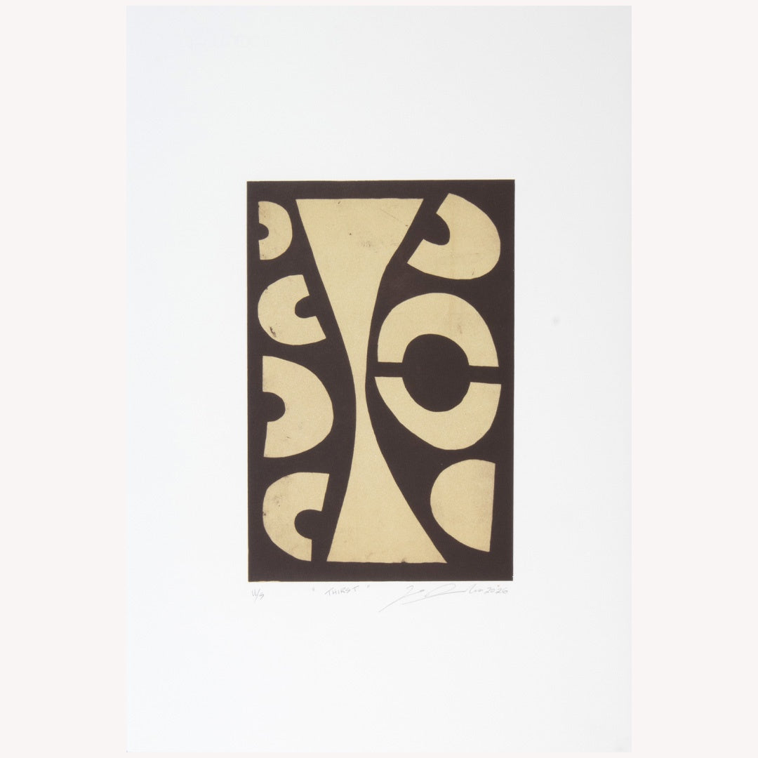 ZANE SAUNDERS | 'Thirst (brown)' | 2026 | Plate lithograph | H 300 x W 199 mm