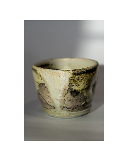 LACHLAN MACKEE | ‘Squared sipper’ | 2025 | Wheel-thrown Stoneware / Wood-fired in Anagama kiln 100hrs