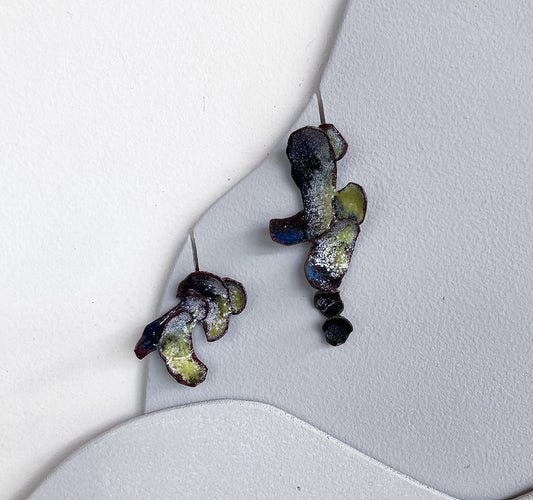 LOIS HAYES | ‘Shifting Contours - Earrings 2’ | 2025 | Enamel / recycled copper/ sterling silver