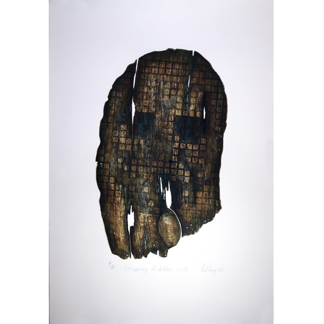 PAUL BONG | 'Conspiracy of Skeleton Creek (Blue)' | 2026 | Hand coloured intaglio etching | H 770 x W 530 mm