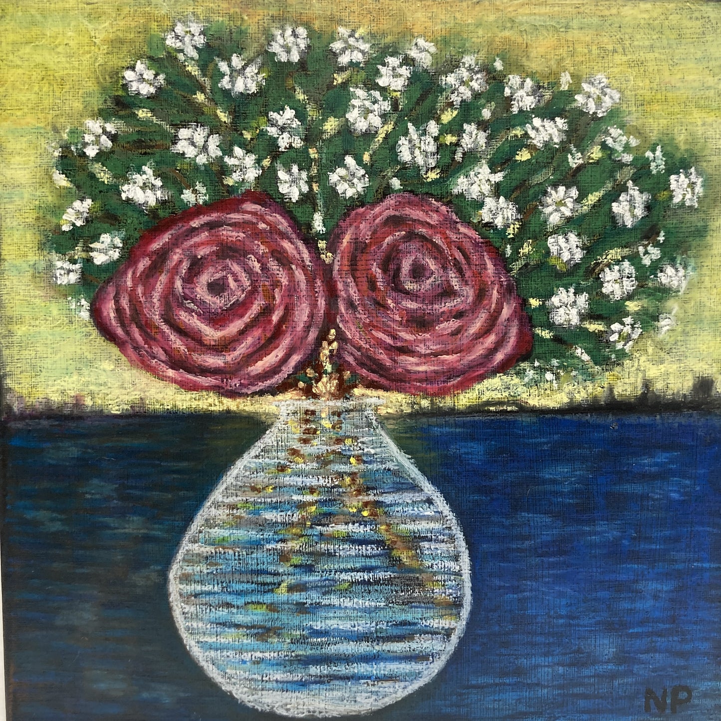 NICOLE PAN | 'Rose in a Vase, Blooming with the Ocean' | 2024 | Oil pastel