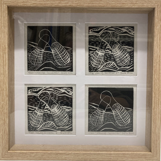 SHEILA BRIM | 'Weaving Connection 1 & 2' | Linoprint framed