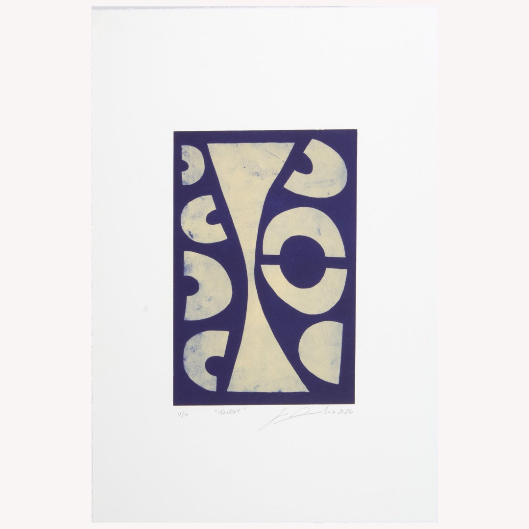 ZANE SAUNDERS | 'Thirst (blue)' | 2026 | Plate lithograph | H 300 x W199 mm