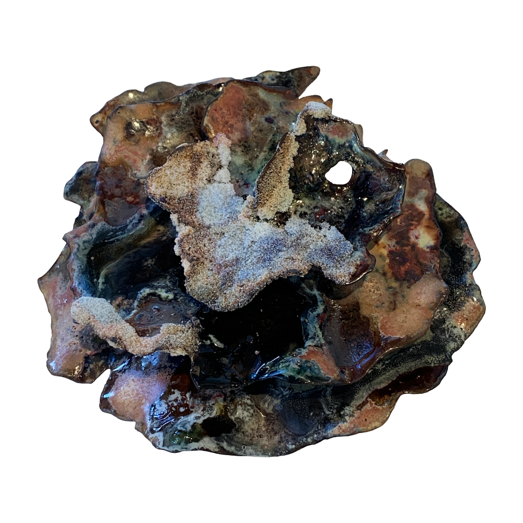 KIM NOLAN | 'Finned Coral #3' | Mid-fire black clay, glaze, glass + sand