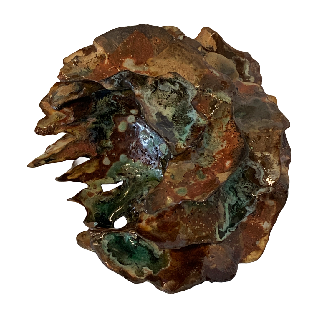 KIM NOLAN | 'Finned Coral #3' | Mid-fire black clay, glaze, glass + sand