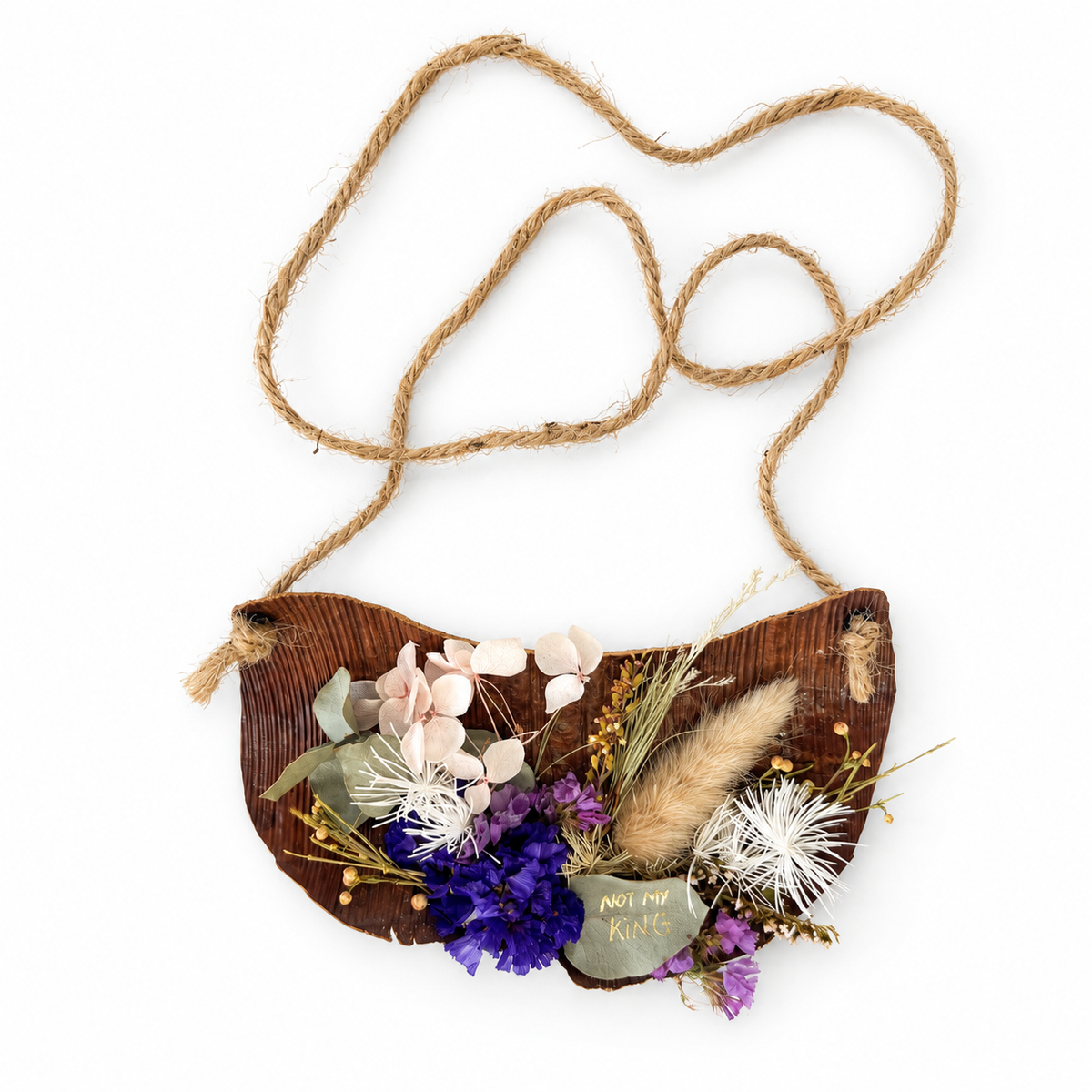 KERRY KLIMM | 'Not my king' | 2026 | Palm sheath / dried flowers |800 x 155 x mm