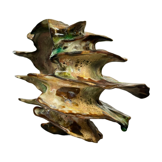 KIM NOLAN | 'Finned Coral #4' | Mid-fire black clay, glaze, glass + sand