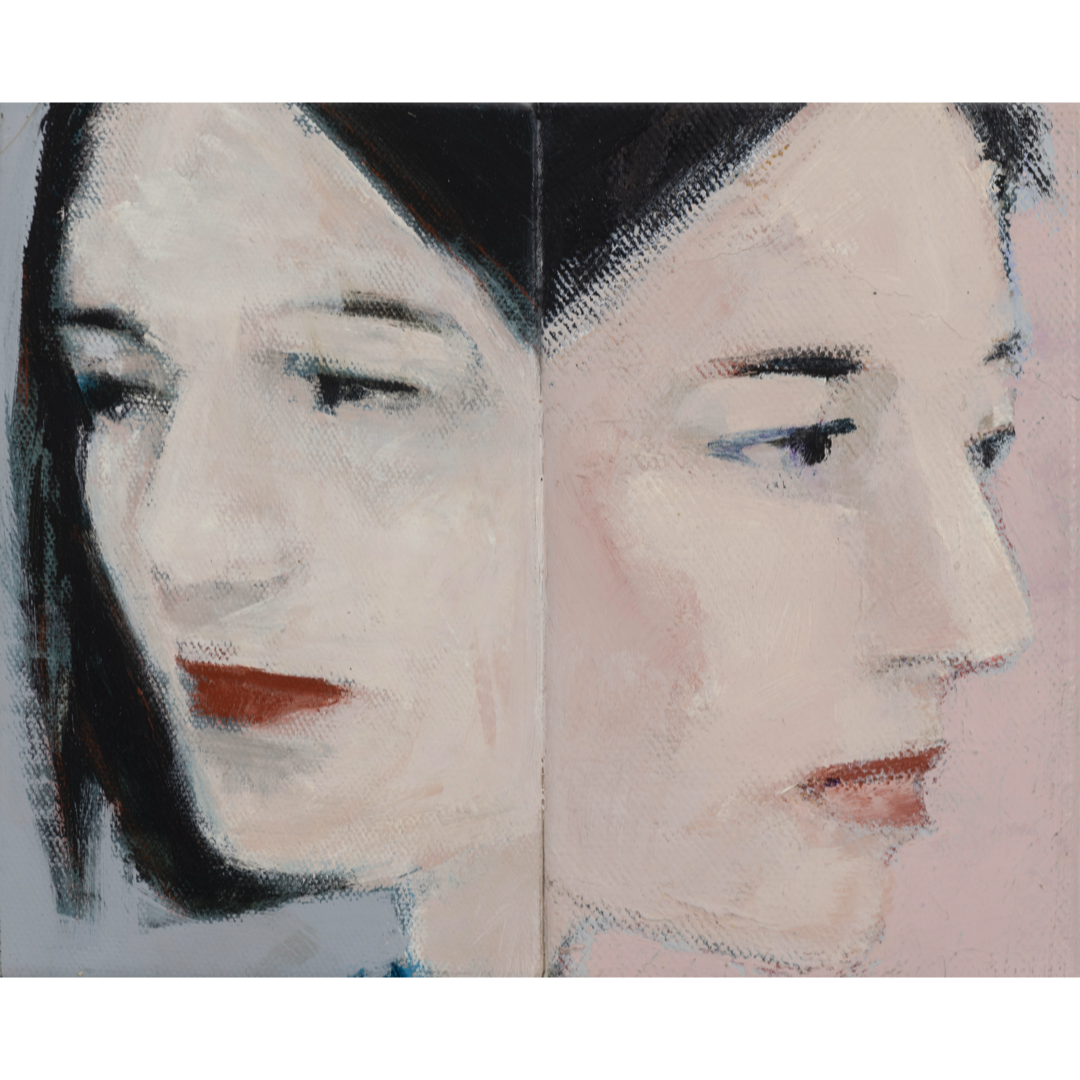 KAI HAGBERG & ANNI HAGBERG | 'Composition of two faces No.2' | 2024-26 | Acrylic on canvas | H 202 x W 245 mm