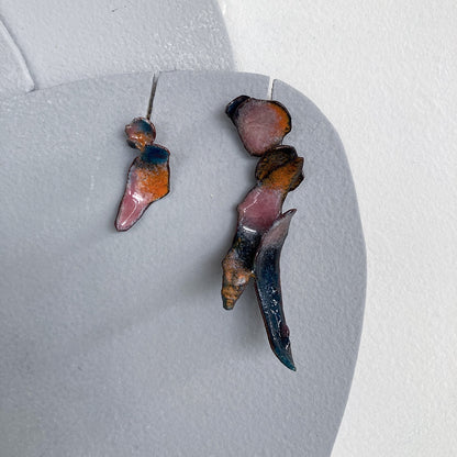 LOIS HAYES | ‘Shifting Contours - Earrings 6’ | 2025 | Enamel / recycled copper/ sterling silver | Studs