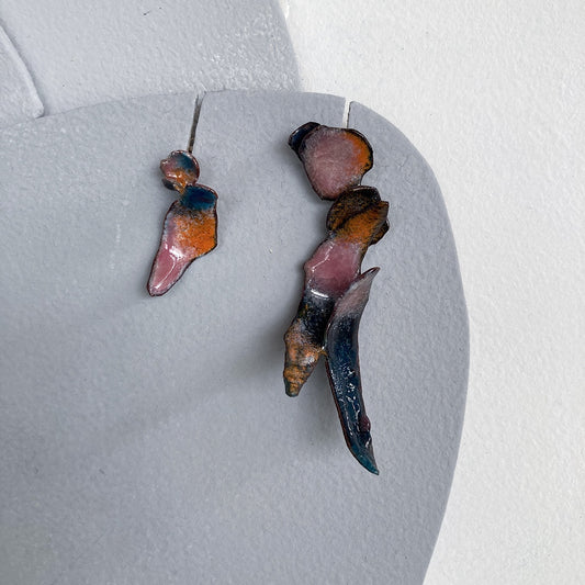 LOIS HAYES | ‘Shifting Contours - Earrings 6’ | 2025 | Enamel / recycled copper/ sterling silver