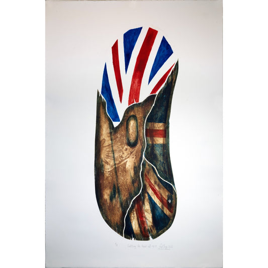 PAUL BONG | 'Cutting the Head Off 1877' | 2026 | Hand coloured intaglio etching | H 1120 x W 800 mm