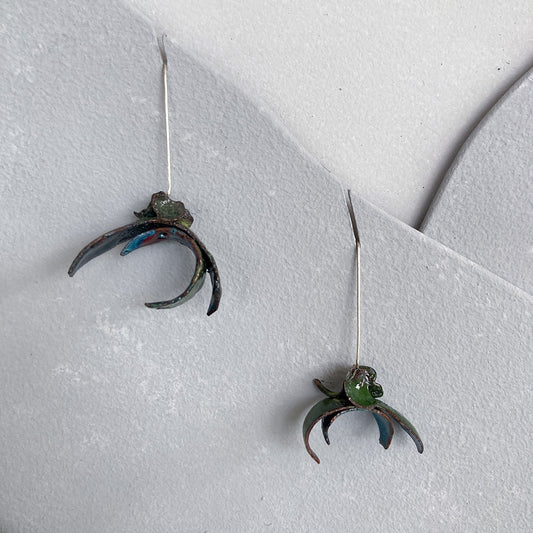 LOIS HAYES | ‘Shifting Contours - Earrings 7’ | 2025 | Enamel / recycled copper/ sterling silver