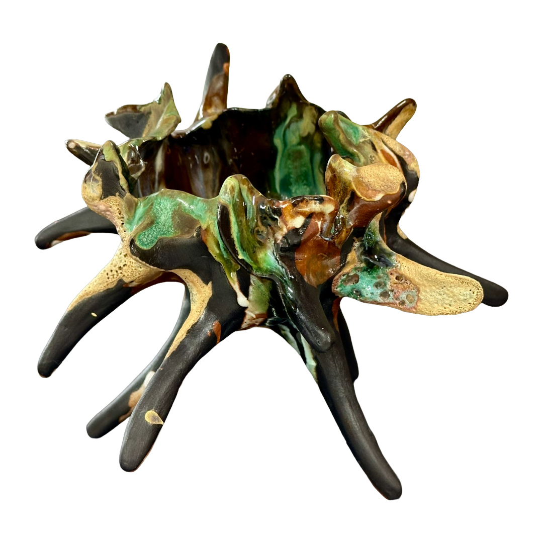KIM NOLAN | 'Spikey Coral #8' | Mid-fire black clay, glaze, glass + sand