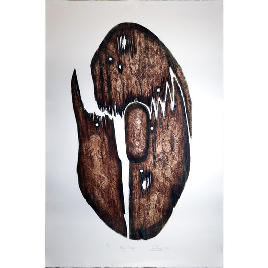 PAUL BONG | 'My Flag' | 2026 | Hand coloured intaglio etching | H 1120 x W 800 mm