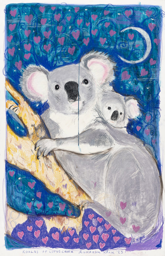 ANASTASIA KLOSE | 'Koalas at Lotus Creek' | Ink + pencil drawing