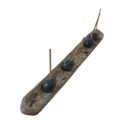 AKIKO HANAZAKI | ‘Long Olive Holder’ | 9 Olive Indented Ceramic Plate / Dish