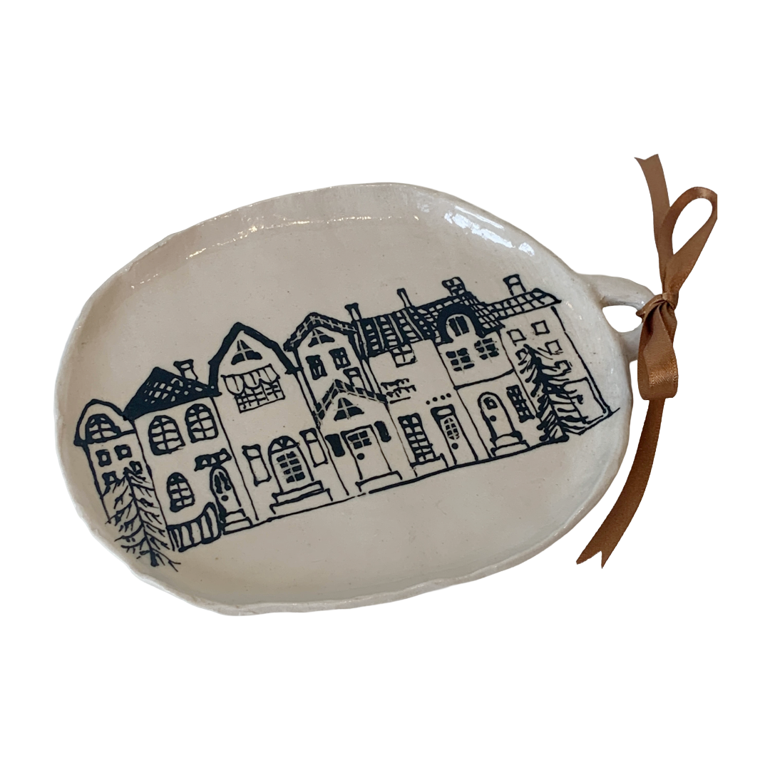 AKIKO HANAZAKI | Decorative House & Laundry Small Dish’ | Hand Built / Drawing / With Ribbon