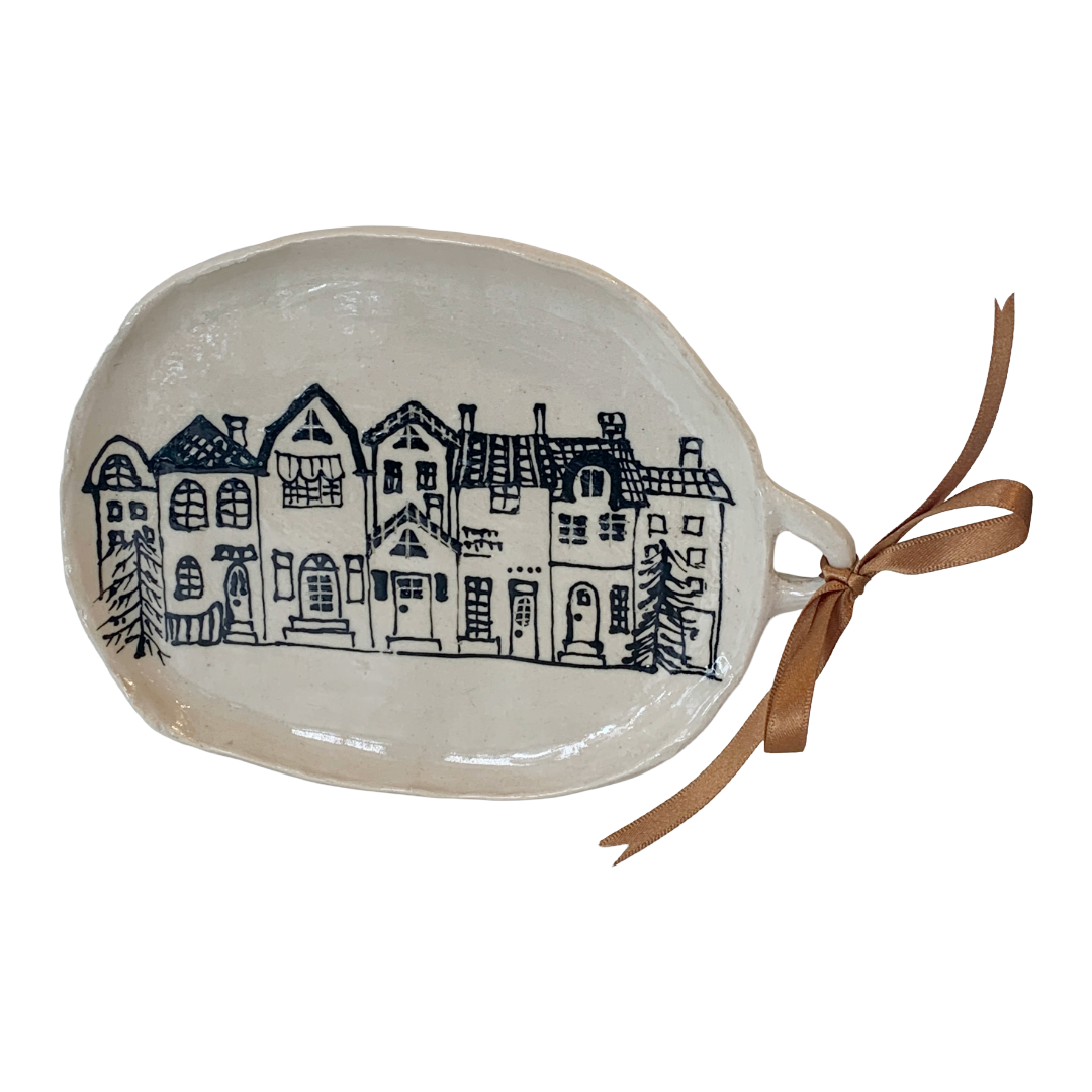 AKIKO HANAZAKI | Decorative House & Laundry Small Dish’ | Hand Built / Drawing / With Ribbon