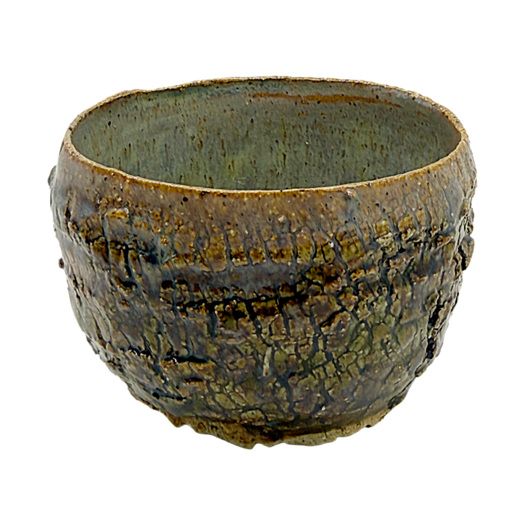 AKIKO HANAZAKI | 'Tree Bark & Jade Glaze Cup'  | Hand built ceramic