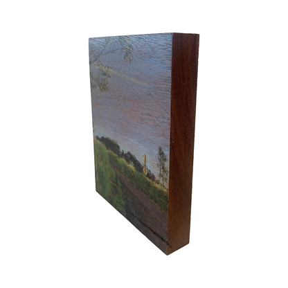 ANNIKA HARDING | ‘Evening sun eclipsing the hill’ | Acrylic on black walnut timber