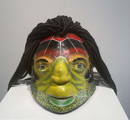 ANDREW PASSI SNR | 'Nam Zogo (Turtle Mask)' | Clay  / wood / acrylic paint / synthetic hair