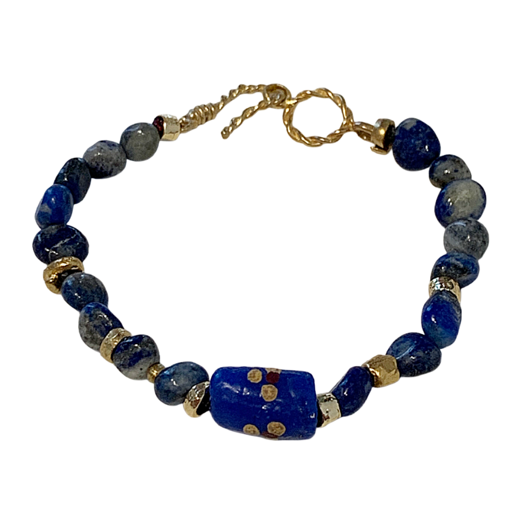ARTIZ | 'Lapis Lazuli' Bracelet #1 | Lapis Lazuli | Glass Bead