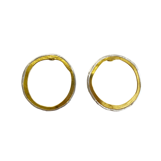 ARTIZ | 'Bronze and Silver Hoops Earrings' | Bronze / silver