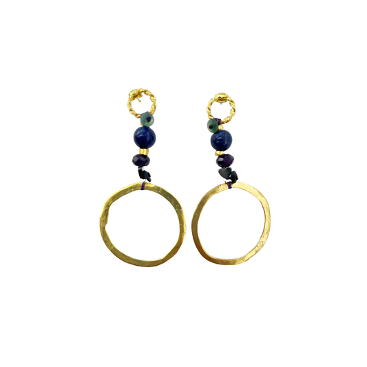 ARTIZ | 'Lazuli and Garnet and Hearts' | Bronze gold plated / lazuli / garnet / beads