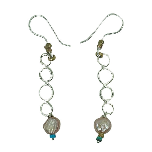 ARTIZ | 'Silver chain Loop Earrings' | Pearls
