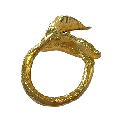 ARTIZ | 'Teal Enamel Leaf Ring ' | Gold plated bronze