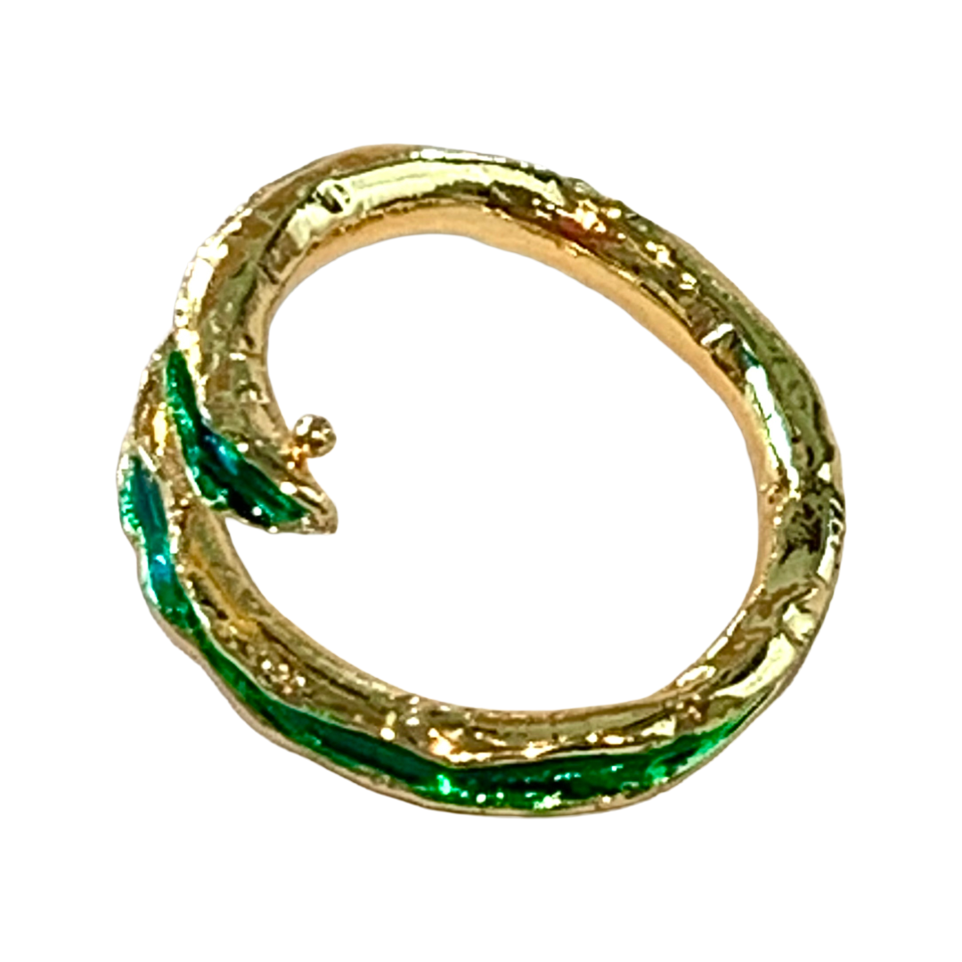 ARTIZ | 'Golden Green Ring 2' | Gold plated bronze / green enamel