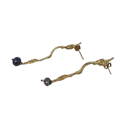 ARTIZ | 'Byzantine' Stud Earrings | Black Pearls + bronze