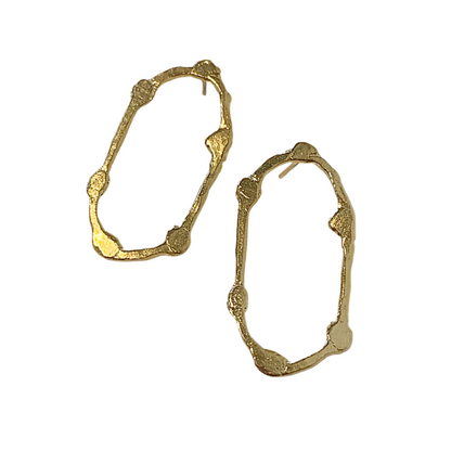 ARTIZ | 'Organic Oval' Stud Earrings | Gold-palted bronze