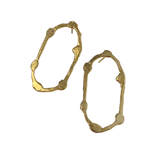 ARTIZ | 'Organic Oval' Stud Earrings | Gold-palted bronze