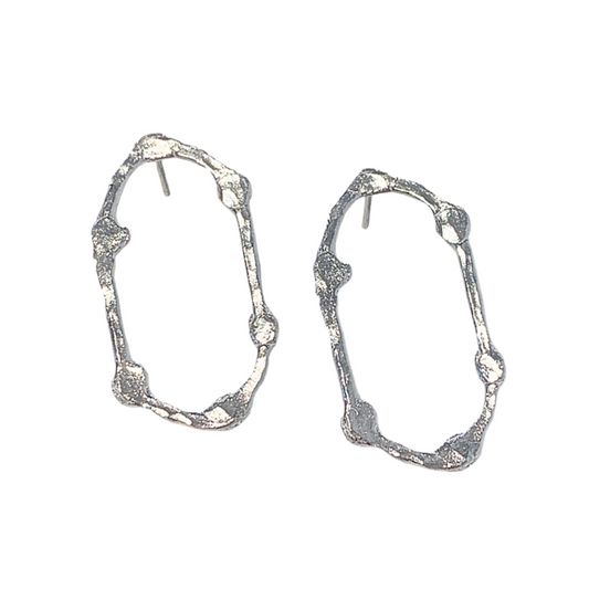 ARTIZ | 'Organic Oval' Stud Earrings | Silver