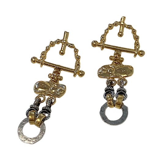 ARTIZ | 'Arch Charm' Earrings | Bronze + silver