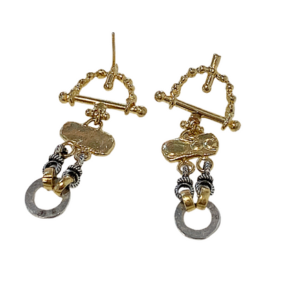 ARTIZ | 'Arch Charm' Earrings | Bronze + silver