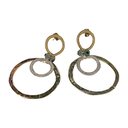 ARTIZ | 'Triple Circle’ Dangle Earrings | Bronze + Silver