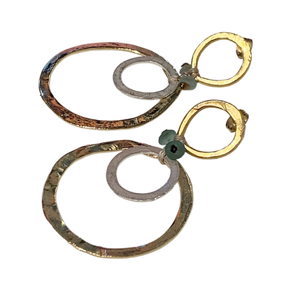 ARTIZ | 'Triple Circle’ Dangle Earrings | Bronze + Silver