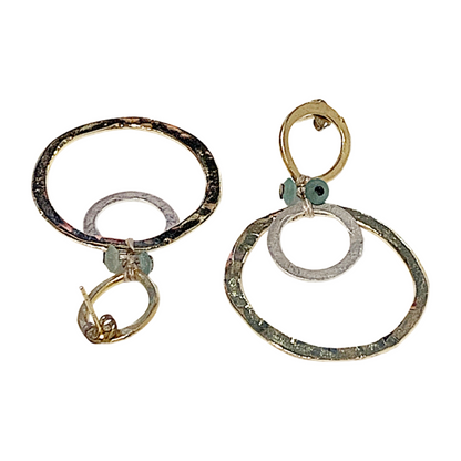 ARTIZ | 'Triple Circle’ Dangle Earrings | Bronze + Silver