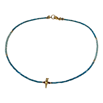 ARTIZ | 'Bird Charm’ Short Necklace #1 | Turquoise + Bronze