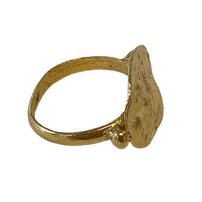 ARTIZ | 'Seal Ring’- Large | Oval + 2 Animals |Gold Plated Bronze