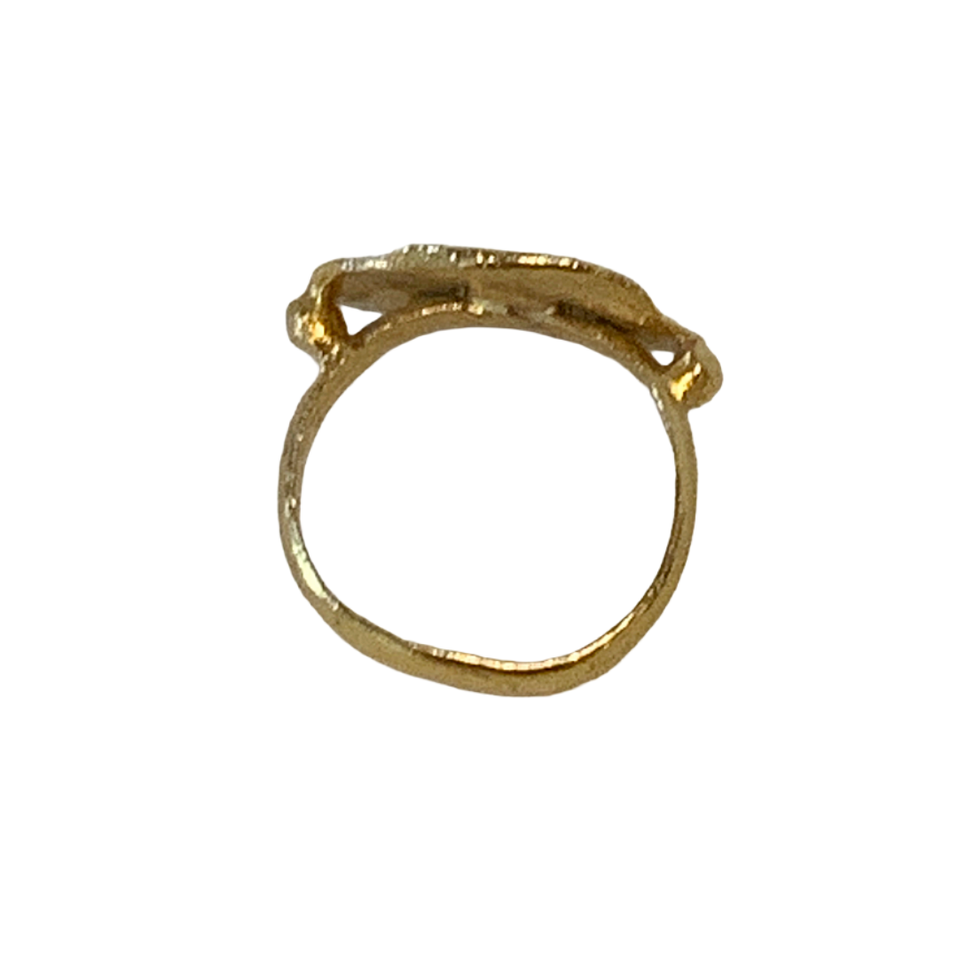 ARTIZ | 'Seal Ring’- Large | Oval + 2 Animals |Gold Plated Bronze