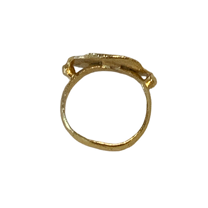 ARTIZ | 'Seal Ring’- Large | Oval + 2 Animals |Gold Plated Bronze