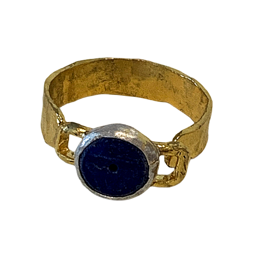 ARTIZ | 'Freeze Ring’ | Round Dark Blue | Bronze + Silver Setting