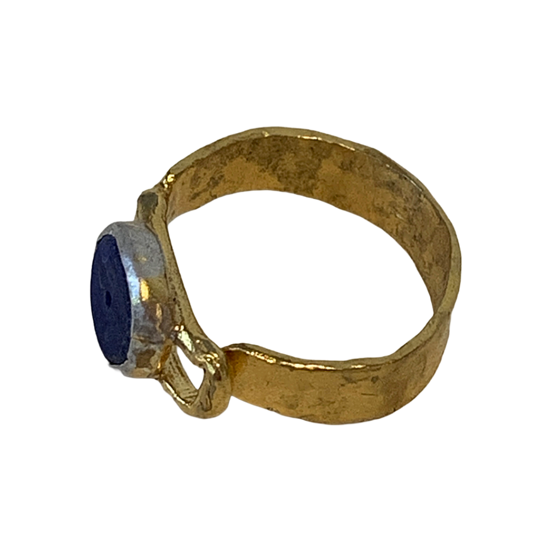 ARTIZ | 'Freeze Ring’ | Round Dark Blue | Bronze + Silver Setting